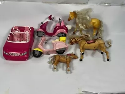 Buy Barbie Bundle, Horses, Car, X2 Mopeds , Pink, Plastic, Toys, G225 G1T • 6.95£