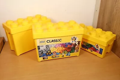 Buy EMPTY Yellow LEGO Brick Storage Tubs 8 Stud Boxes With Lids Large Bundle X3 • 29.95£