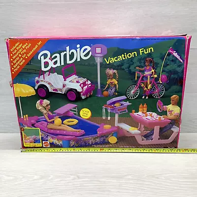 Buy NIB Barbie Vacation Fun Vintage Play Set W Jeep & Pool #7186 Mattel Co 1992 • 93.19£