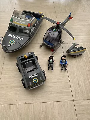 Buy Police Playmobil Bundle, Helicopter, Boat, Jet Ski, Vehicle & Two Police Figures • 14.99£