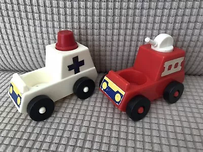 Buy Fisher Price Little People- Fire Engine + Ambulance Medic Vehicle Truck Vintage • 4.99£