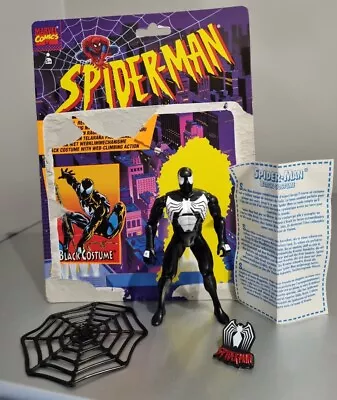 Buy Rare Spider-Man Black Costume 5  Action Figure & Pin 1994 100% Complete  • 44.95£