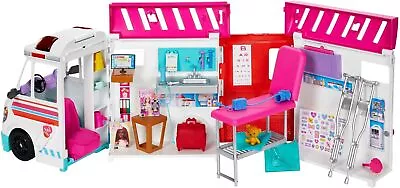 Buy Barbie Ambulance And Hospital Playset, Emergency Vehicle With Lights And...  • 56.61£
