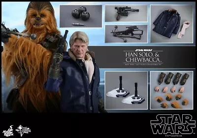 Buy Hot Toys MMS376 Han Solo & Chewbacca 1/6 Star Wars The Force Awakens + Extras • 463.59£