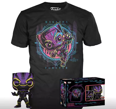 Buy Marvel Black Panther Infinity Saga Black Light Funko Pop & Tee L Special Edition • 23.99£