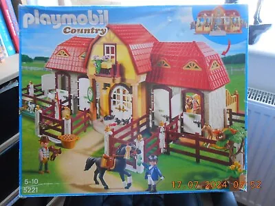 Buy Playmobil 5221 Used Boxed Complete Set Large Horse Stables Animals Food Riders • 22£
