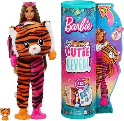 Buy Barbie Cutie Reveal Doll With Tiger Plush Costume & 10 Surprises • 34.99£