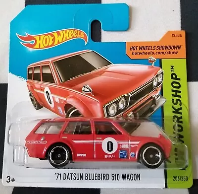 Buy 2014 Hot Wheels 71 Datsun Bluebird 510 Wagon HW Workshop Short Card 206/250 • 8.95£