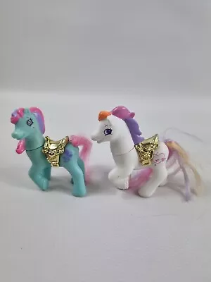 Buy 2 X Vintage Cutie Pony Unicorn Brushable Tail 2.5” Figure Gold Saddle • 9.90£