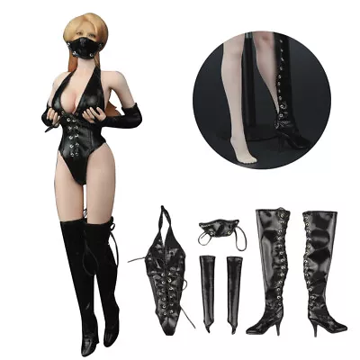 Buy 1/6 Scale Sexy Black Leather Jumpsuit For Phicen Hot Toys 12  PHICEN Figure • 17.60£