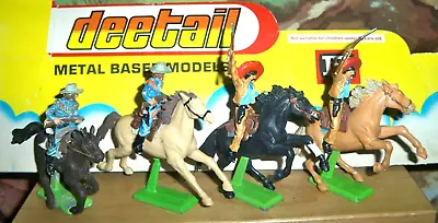 Buy 4 X Britains Deetail Wild West Cowboys Mounted On Their Horses • 17.75£