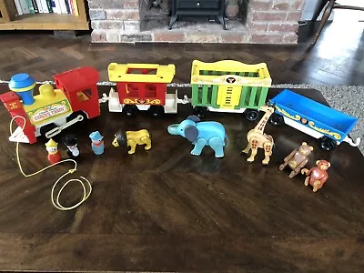 Buy Fisher-Price Circus Train 991 & Clown People Animals Pull Along Vintage 1973 • 29.99£