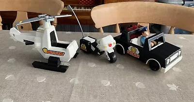 Buy Vintage Fisher Price Police Car Bike Helicopter 1981 Quaker Oats • 25£