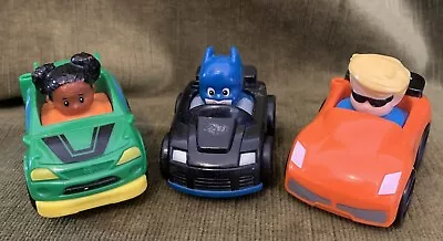Buy 3 Fisher Price Mattel Little People  Wheelies  Cars  Batman & 2 Racing Cars • 8.99£