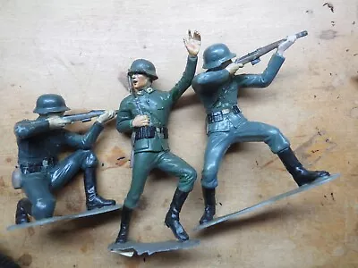 Buy 3- Louis Marx WW2 German SoldierS  Painted 6” 1963 Vintage • 41.94£