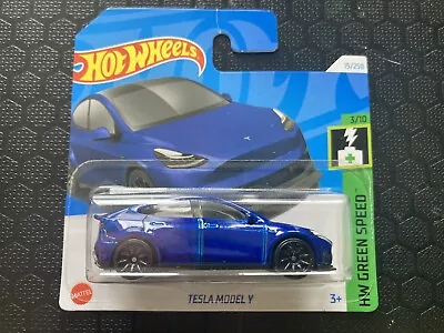 Buy Hot Wheels Tesla Model Y Blue Hotwheels Short Card 2024 HTB80 NEW EV Elon Musk • 3.99£