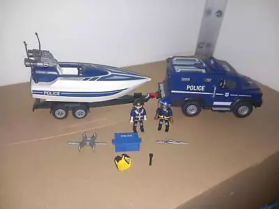 Buy Playmobil 5187 Police Truck With Trailer & Speed Boat Set Used / Clearance • 16.95£