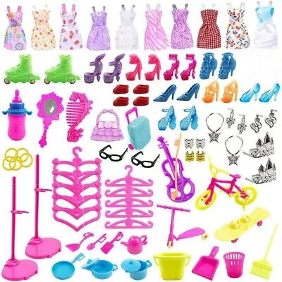 Buy New 88pcs Barbie Doll Dresses, Shoes And Jewellery Clothes Accessories Set • 7.99£