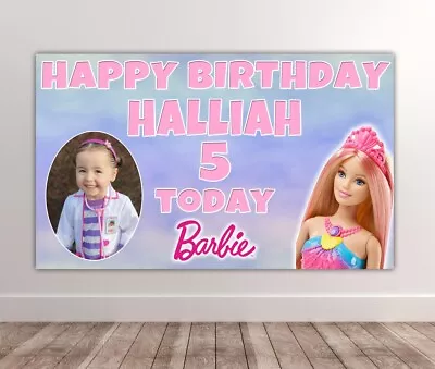 Buy BARBIE Personalised Birthday Photo Backdrop - Barbie Birthday Banner - Barbie • 17.99£