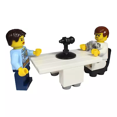 Buy LEGO City Minifigures Police Interview Convict Crook Table Chair Microphone • 7.99£