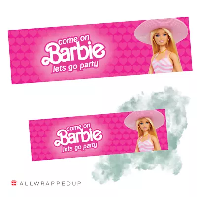 Buy 2 X Unofficial Barbie Banner, Signs, Posters, Pink, 30cm X 1 Meter • 6.60£