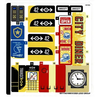 Buy Lego City Sticker Sheet For Set 60271 Main Square Town Tram Diner 60097 • 9.99£