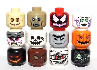 Buy Lego 12 Minifigure Head Halloween Skeleton Zombie Mummy Monster Pumpkin    Set B • 6.99£