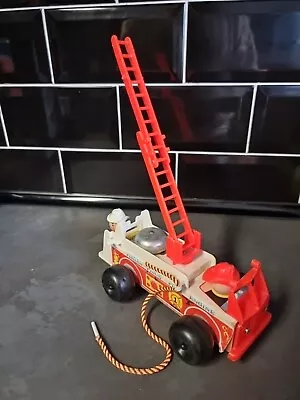 Buy Vintage 720 Little People Fisherprice Wooden Fire Engine Firemen Figures 1968 • 10£
