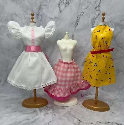 Buy 1980s Barbie - ‘My First’ White Dress, Yellow Dress And Gingham Skirt • 16.95£