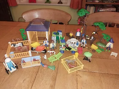 Buy Large Playmobil Vets Clinic Bundle Animals Cages 6 Figures Trees Accessories • 16£