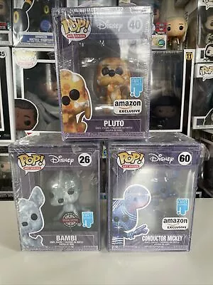 Buy Disney Art Series Funko Pop Bundle Bambi #26 Pluto #40 Conductor Mickey #60 • 39£