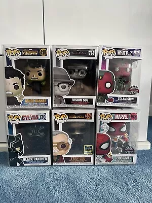 Buy Funko Marvel Pop Bundle  Rare Vaulted Stan Lee Black Panther Spiderman Vision • 29.99£