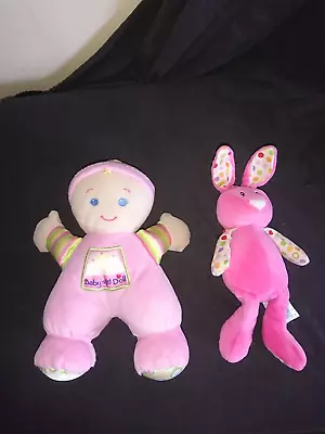 Buy Mothercare Pink Plush Rabbit Rattle Hug Toy&fisher Price Baby's 1st Doll Plush • 12.99£