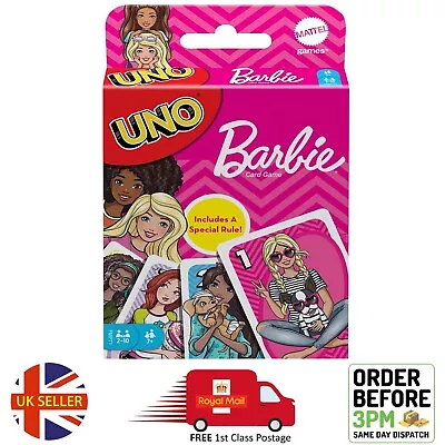 Buy Barbie UNO Card Game For 2-10 Players Ages 7Y UK Seller | UK Stock | FREE P+P • 6.99£