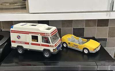 Buy Playmobil Vehicle Ambulance Hospital & Yellow Taxi Cab Toy Gift Set Vehicles X2 • 17.99£