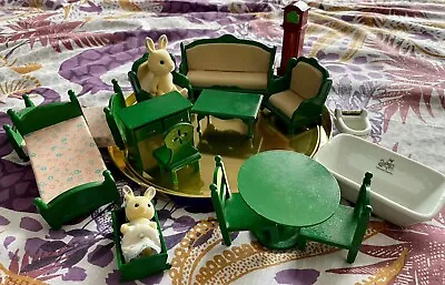 Buy Sylvanian Families Furniture Green Original Epoch 1980’s With Baby + Bottle+ Mum • 45£