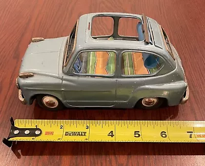 Buy Vintage~BANDAI~Fiat 500~Tin Toy Friction Car Blue 1960s Japan • 60.58£