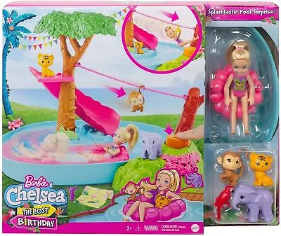 Buy Barbie & Chelsea The Lost Birthday Splashtastic Pool Surprise Playset With Doll • 22.99£