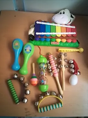 Buy Fisher Price Cow Xylophone & Children's Percussion Musical Instruments Bundle • 8.99£