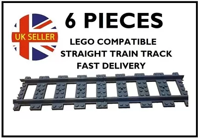 Buy Lego Compatible Train Track Straight X 6 Brand New FAST DELIVERY QUALITY ITEM • 5.25£