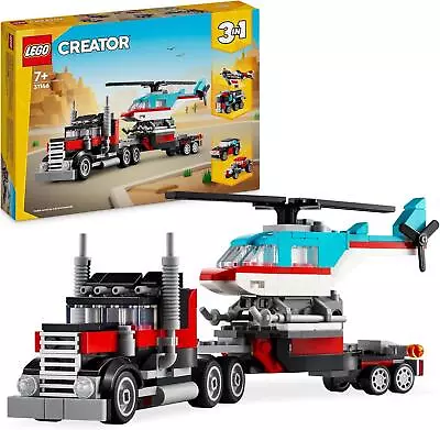 Buy LEGO Creator 3in1 Flatbed Truck With Helicopter Buildable Construction Set 31146 • 19.99£