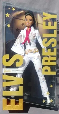 Buy 2020 Mattel ELVIS PRESLEY Fan Barbie Brown Doll GTJ95 Signature Box NRFB • 113.31£