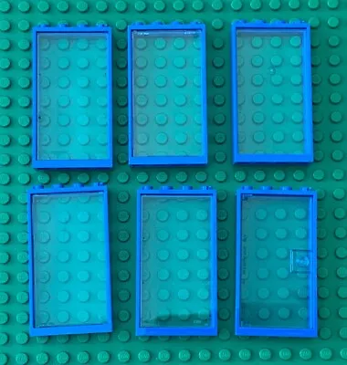 Buy LEGO Windows & Door Set 1 X 4 X 6 Trans Blue Glass / Blue Frames - Lot Bundle • 6.95£