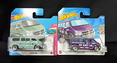 Buy Hot Wheels Pair Dodge Van Models. Green And Purple. 2021 And 2022.crease To Card • 5.99£