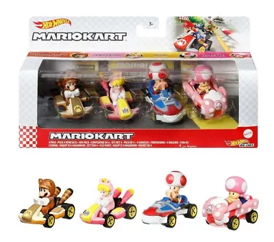 Buy Hot Wheels Mario Kart Tanooki Mario, Cat Peach, Toadette Diecast Car 4 Pack • 33.90£