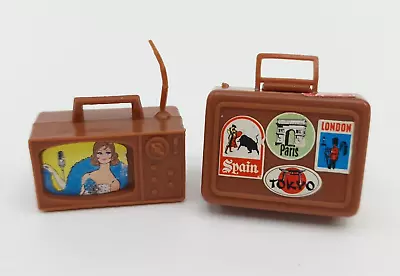 Buy Vintage 1971 Mattel Barbie Busy / Talking Brown TV And Suitcase • 14.67£