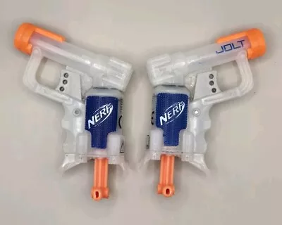 Buy 2x NERF N-Strike Elite Jolt Soft Dart Gun Blaster Gun Single Shot (Clear/White) • 9.99£